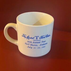 The Model T FORD Club Porcelain 1991 35th Annual Tour Gulf Shores AL 10 oz Mug